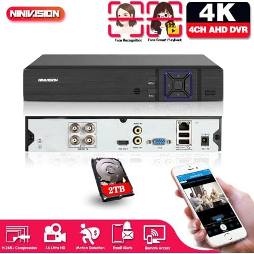 4K 8MP 4CH H.265 Face Detection 6 in 1 AHD DVR Digital Video Recorder ONVIF XMeye HDMI CCTV System for CVBS AHD Analog IP Camera