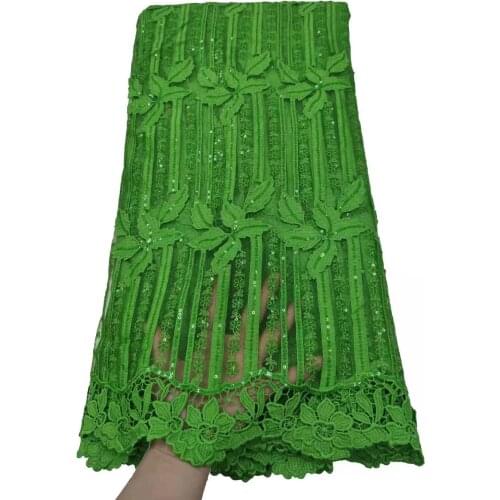 African cord lace mesh fabric water soluble embroidery with french sequins fabrics 5 yards/piece nigerian guipure laces P2009