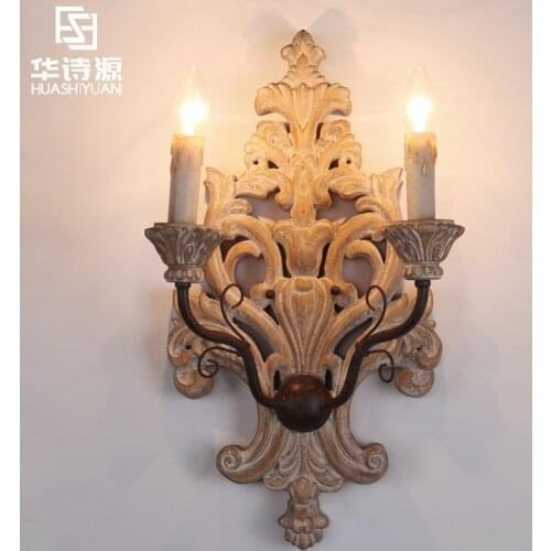 American country wall lamp retro old solid wood background wall living room wall lamp corridor aisle decorative lamp