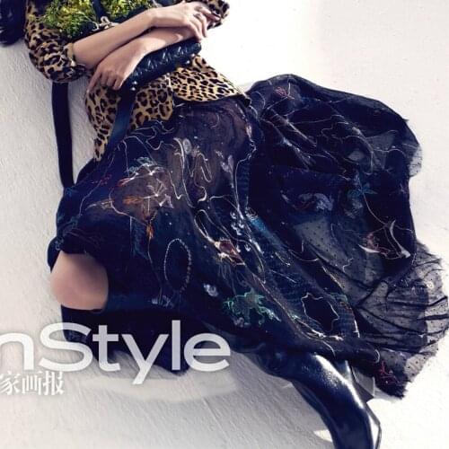 Big New skirt 360 print black 3 layers long skirt