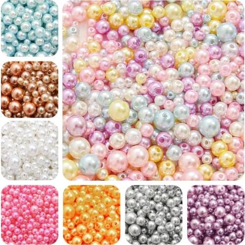 Mix Size 3-8mm Colorful Pearls Round ABS Imitation Pearl Bead Handmade DIY Necklace Bracelet Jewelry Making Accessories