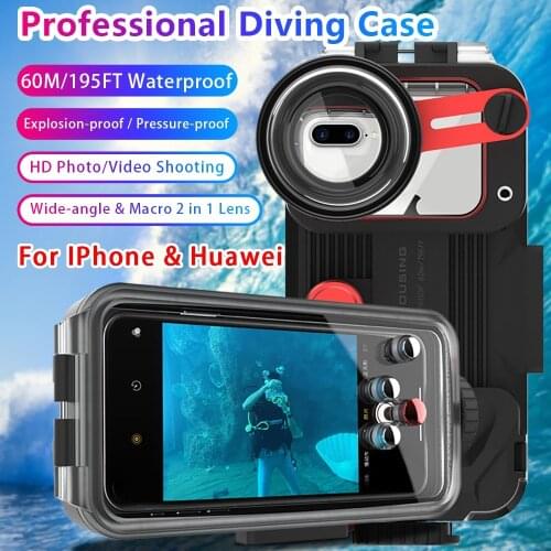 For iPhone 6 7 8 / 6 7 8 Plus / X XS XR XS MAX/ 11 11Pro 11Pro Max 360 Full Protection Waterproof Case Cover 60M/195ft Diving