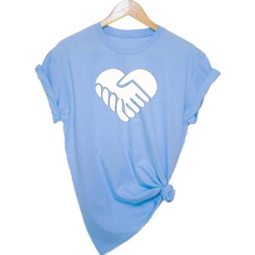 T-shirt womens fashion boys love handshake print womens fashion dress pattern T-Shirt Top Womens print womens T-shirt XS-XXL