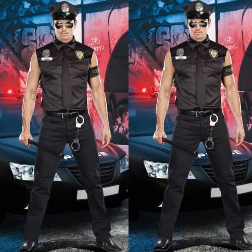 Halloween American Policeman Costumes Adult Party Carnival Police Uniform Men Cop Officer Cosplay Clothing Party Performance