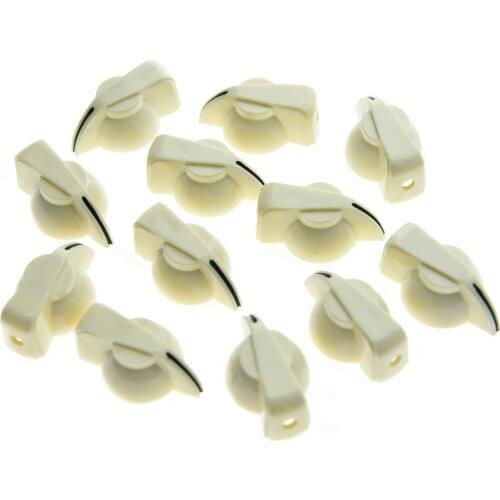 KAISH Pack of 12 Brass Insert Guitar Chicken Head Knob AMP Effect pointer Knob Ivory