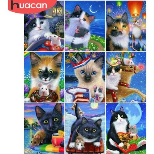 HUACAN Painting By Number Christmas Drawing On Canvas Unique Gift Picture By Number Cat Animal Kits Home Decor Christmas Gift