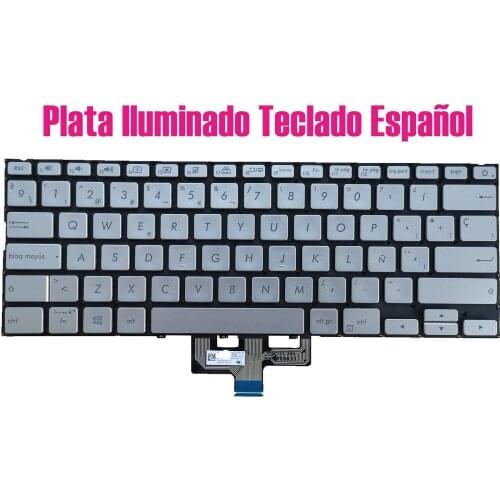 Spanish Silver/Blue Backlit keyboad for Asus ZenBook 14" UX433FA UX433FN
