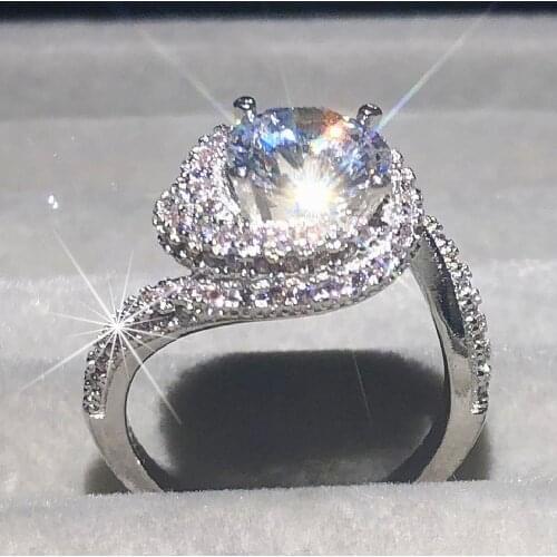 Real Solid 100% 925 Sterling Silver Rings for Women Luxury Distortion 3 Carat SONA Diamond Engagement Ring set Wedding Jewelry