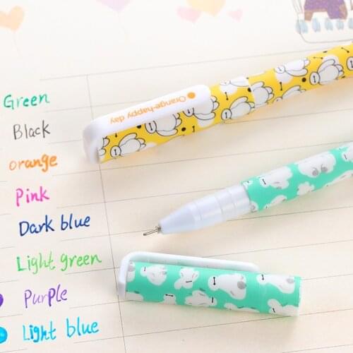 Korean version neutral pen lovely creative PVC box HAPPY DAY 10 color neutral pen ten pieces writing School Supplies