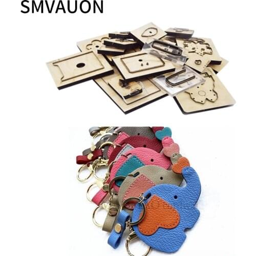 SMVAUON Diy Baby Elephant Small Decorative Wood Die Cut New Keychain Pendant Suitable For Die-Cutting Fashion Steel Die-Cutting