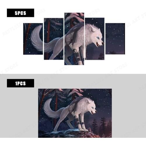 Furry wolf animals night art print living room home wall art decor painting Canavs poster