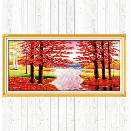 Maples Bring Good Luck 14CT 11CT Counted and Stamped Cross Stitch Kits DMC Cotton Thread Printed Canvas DIY Needlework Crafts