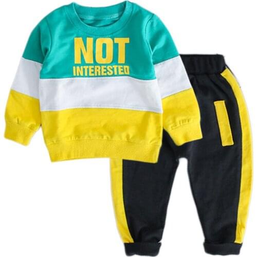 2020 New Spring and Autumn Baby Letter Clothes Childrens Sports Suit Two-Piece Boys' and Girls' Wear