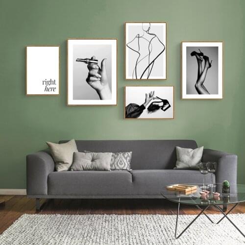 Black White Sexy Woman Fashion Posters Wall Art High Heels Desert Landscape Canvas Painting Nordic Poster Picture Home Decor