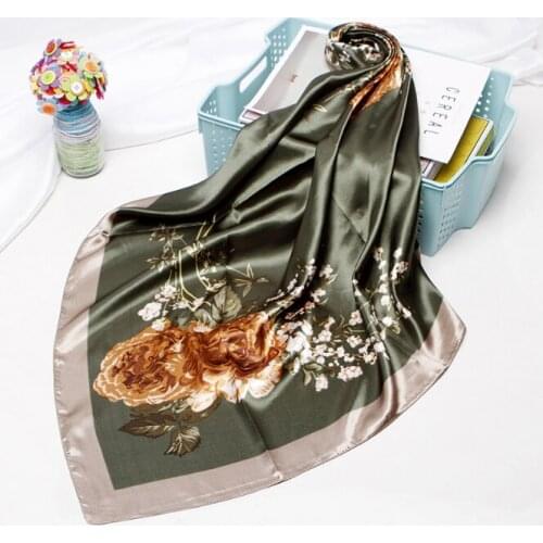 90*90cm Silk Flower Floral Scarves Women Foulard Square Hijab Scarf Ladies Satiny Shawl wrap muffler pareo female hijab poncho
