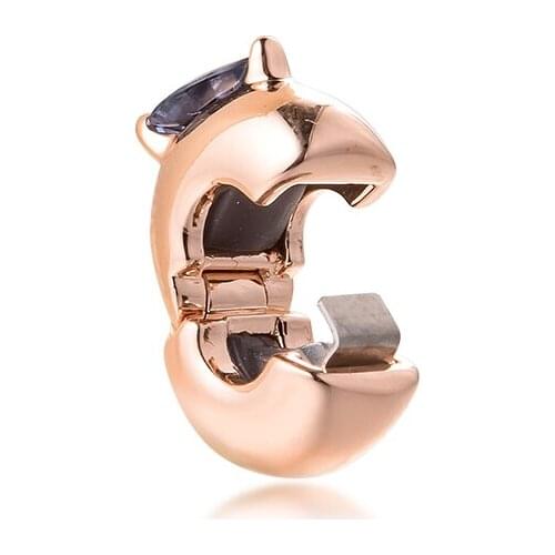 Fits for Pandora Charms Bracelets Rose Blue Heart Solitaire Clip Beads 100% 925 Sterling Silver Jewelry Free Shipping