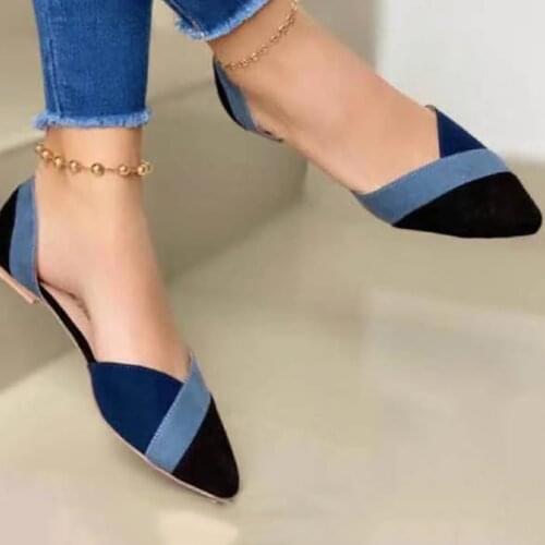 New Simple Women Soft Shoes Breathable Knit Pointed Sandals Womens Flat Shoes Casual Slip-on Sandals Female Single Shoes