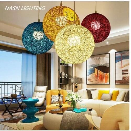 Ark light Wicker Sepa Takraw Cane Pendant Lamps lights Colorful Cane Shade dinning Room Sitting Room kitchen restaurant lights