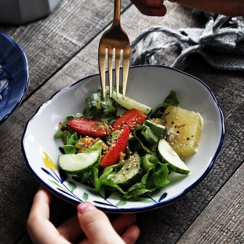 Dish household oval plate underglaze color ceramic dish plate creative cold dish plate salad plate dried fruit snack plate