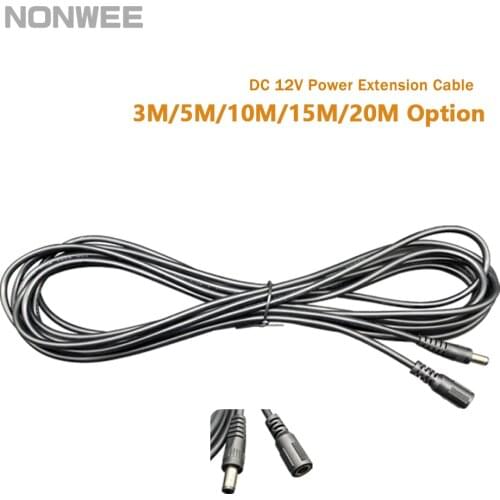 DC12V Power Cord Cable Extender 3m/5m/10m/15m/20m Male Plug Extension Cord For 12V Security CCTV IP Wifi Camera