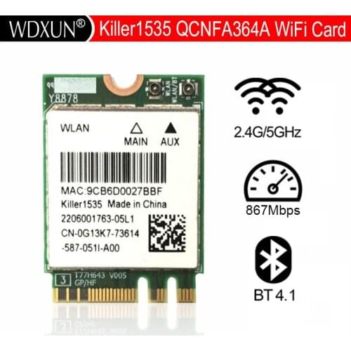 New Wlan 2-in-1 Killer Wireless 1535 802.11 A/b/g/n/ac + Bluetooth 4.1 ; M.2 2230 Wifi Card Network 802.11ac 867mbps Ethernet