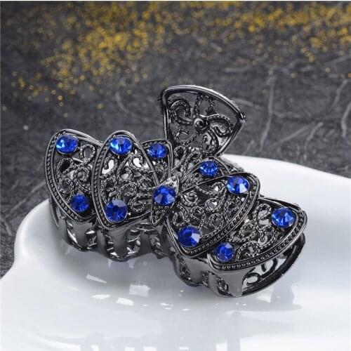 Beautiful Butterfly Hair Crab Clip Wedding Hair Accessories Crystal Flower Hair Claws Vintage Hairpins Girls Women Hair Jewelry