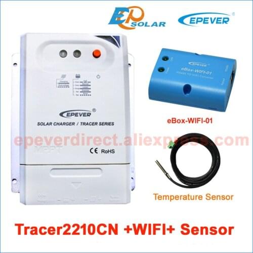 12V battery Charger Solar Battery Controller Tracer2210CN 20A EP series Free Shipping temperature sensor and Wifi BOX MPPT