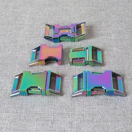 10Pcs 25mm Webbing Rainbow Metal Belt Buckle For Pet Dog Collar Necklace Garment Sewing Accessory Paracord Snap Hook Clip Clasp