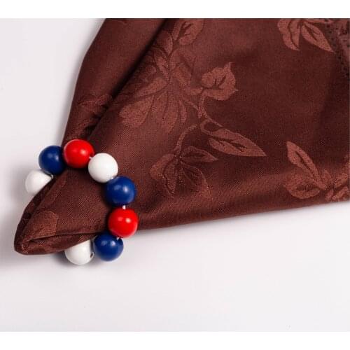 10pcs Wooden bead napkin ring handmade beaded napkin buckle European and American pastoral home decoration