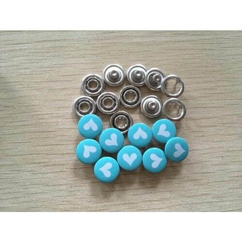 100set 11mm prong snap button metal snap cute heart printed baby romper buckle scrapbook products childrens clothing button