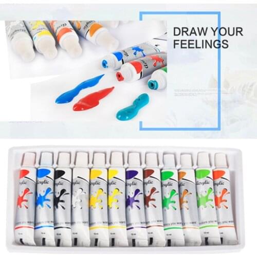 12 x 12ml Heavy Body Colors Rich Pigments Acrylic Paint Set for Painting Canvas Crafts