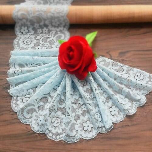 2Meters/lot 13cm/5.11'' wide exquisite light sky blue stretch lace accessories diY handmade clothing decorative lace Z1459