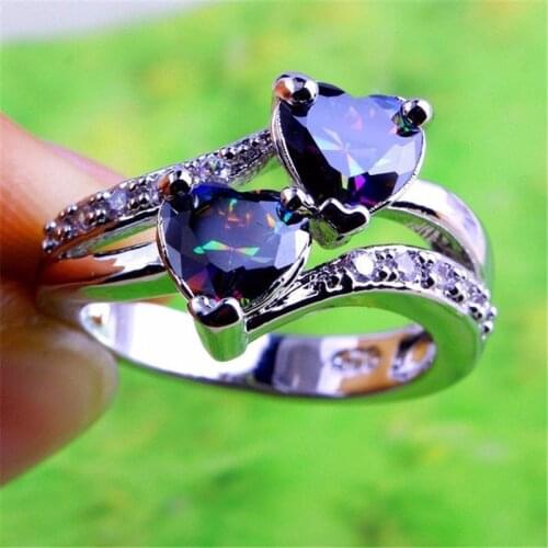 2021 The Foreign Trade In Europe And The Bracelet Wish EBay Hot Style Zircon Jewelry Ring Double Hearts Ring