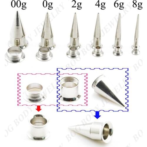 316L Surgical Steel 6 set/lot Ear Taper Tunnel Gauge Set, 2 in 1 Ear Expander Stretching Kit Piercing Body Jewelry