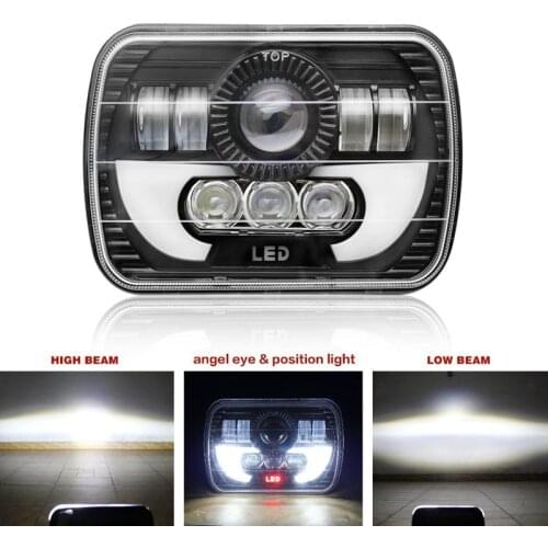 7 Inch Square Daytime Running Light Car Motorcycle Front Headlight DRL High Low Beam Flood Spotlights LED Work Light
