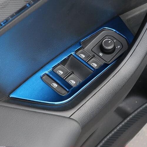 Car Styling Accssories Sticker Door Window Glass Panel Armrest Lift Switch Buttons Trim Frame Cover For Skoda Karoq 2017 2018