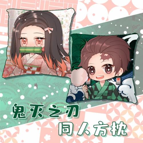 Anime Demon Slayer Tanjirou Nezuko Inosuke Shinobu Zenitsu 40x40cm Square Pillow Sofa Cushion