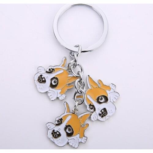 Boxer dog pendant keychain key rings for women men white gold color metal alloy pet dog bag charm car key chains holder trinket