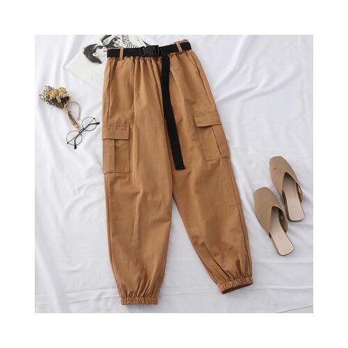 Trousers Korean Belt Casual Joggers Sweatpants High Waist Harajuku Streetwear Cargo Pants Women Loose Female Streetwear Joggers