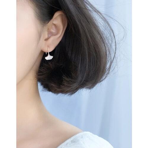 Colusiwei Simple Ginkgo Leaf 925 Sterling Silver Dangle Earrings For Women Cute Plant Drop Earring Fashion Jewelry Hot Sale