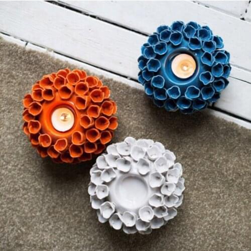 Nordic Color Flower Shape Candle Holder For Dining Table Living Room Creative Coral Ceramic Decoration Home Accessories