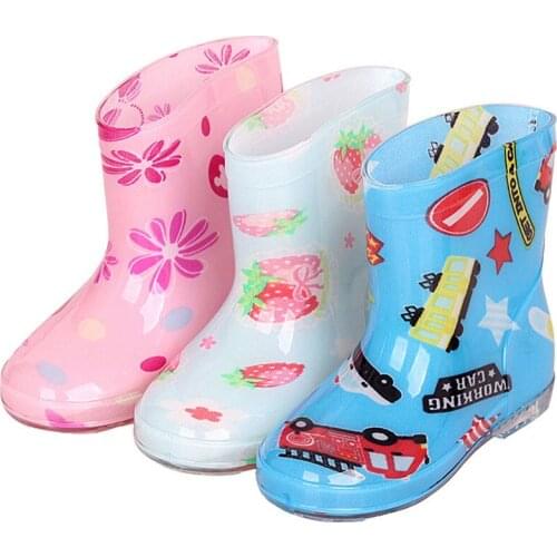Kids Fashion Cartoon Rain Boots Kid Girls Boys Children Rainboot Loverly PVC Waterproof Overshoes Non-slip Rain Wear Water Shoes