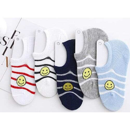 Childrens Socks Ankle Sneaker Summer Mesh No-Show Socks Boy Girl Cartoon Smiley Face Hidden Socks Kids Cotton infant