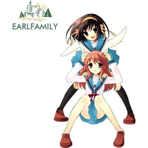 EARLFAMILY 13cm x 8cm for Suzumiya Haruhi Anime Vinyl Car Stickers Refrigerator Sunscreen Waterproof Decal Laptop Car Styling