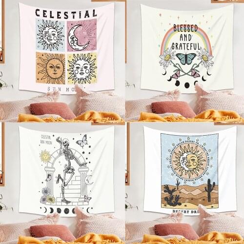 Ins Simple Sun Moon Butterfly Series Tapestry Bohemian Background Cloth Small Fresh Wall Cloth Tapestry Creative Abstract Art