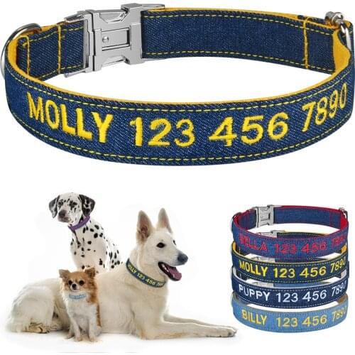Puppy Personalized Dogs Collar Unisex Custom Engraved Name ID Tag Dog Collars Small Medium Large Adjustable Nylon Dogs Collars