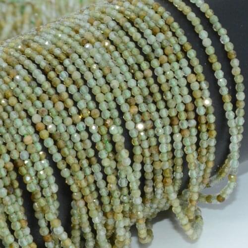 Natural Green Garnet / Green Andradite Garnet Faceted Round Beads 2mm