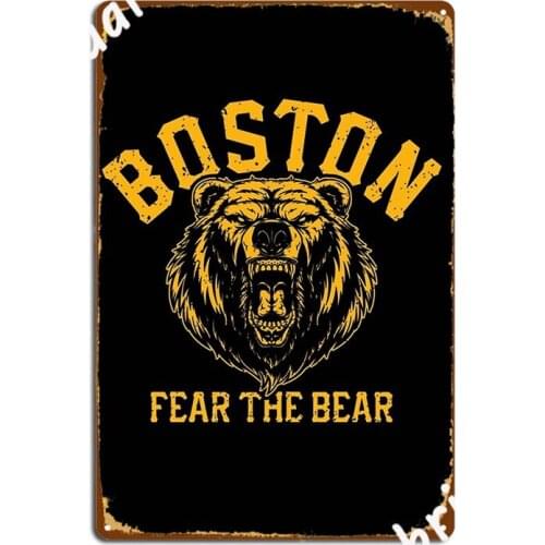 The Bear Hockey Beware Of Boston Sports Fan Metal Signs pub Custom Wall Decor Living Room Tin sign Posters