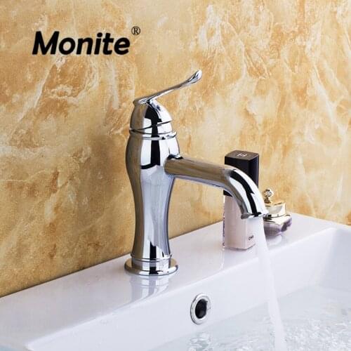 Monite Bathroom Basin Sink Faucet Bathroom Faucets Stream Spray Chrome Brass Polished Deck Mount Mixer Tap Single Handle
