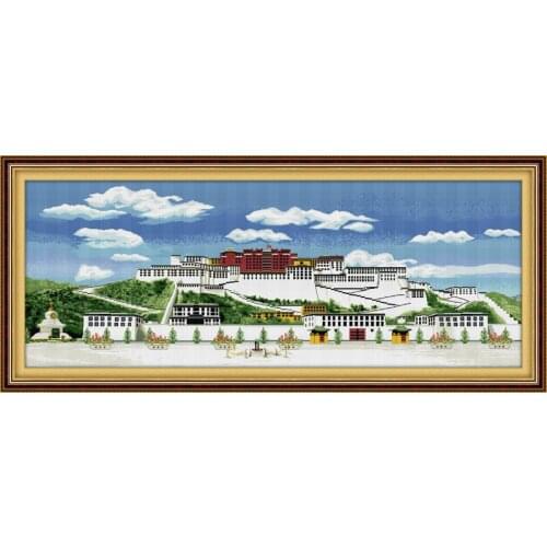 The Potala Palace Beginner Cross Stitch Kits Printed Canvas DMC Counted printed Cross-stitch set Embroidery Needlework Kit DIY